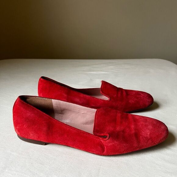J. Crew Red Suede Cecile Smoking Slippers Women's Size 7 Minimalist Flats - Picture 8 of 8